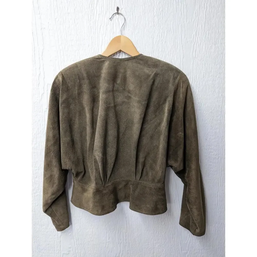 Vintage Leather Cropped Suede Boho Western Coastal Cowgirl Jacket Women’s 12